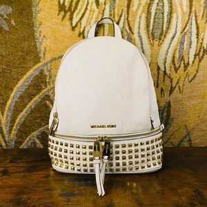 Michael Kors Cream Backpack with Gold Studs